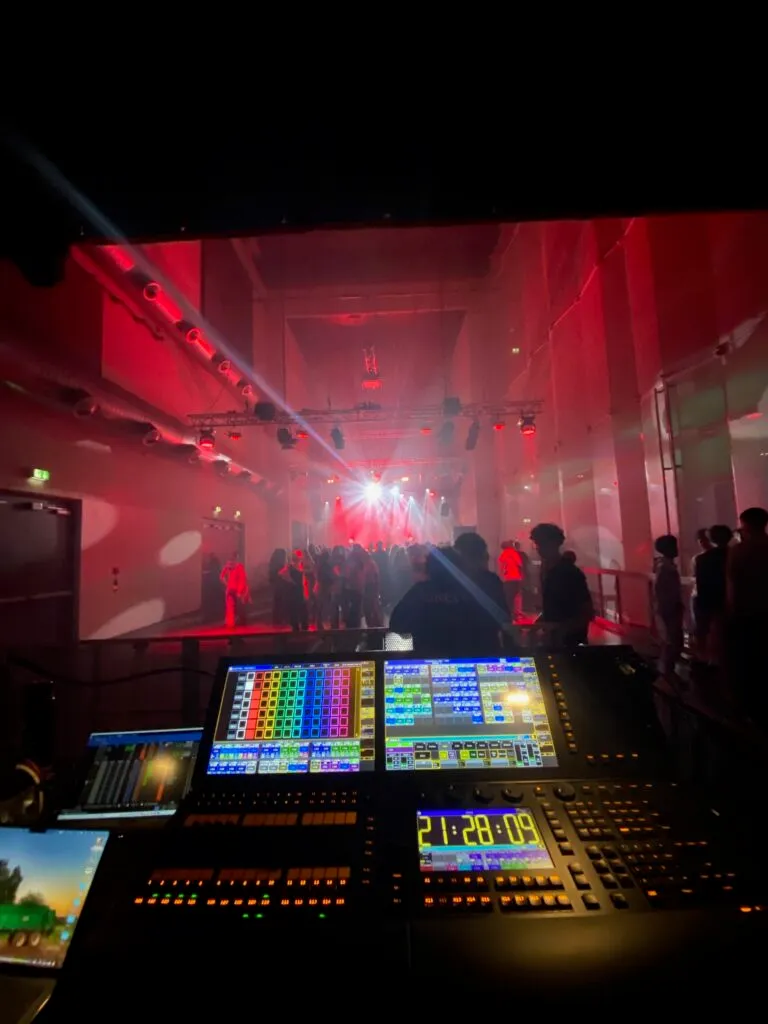 Light show at an event at Sankt Peter church, Frankfurt